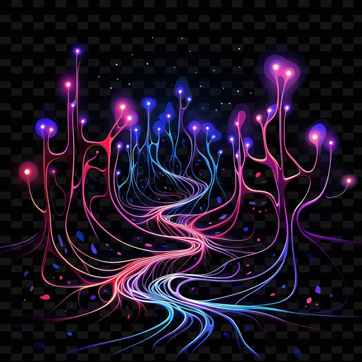 PSD surrealismo neón líneas surrealistas elementos oníricos myster png formas y2k artes ligeras transparentes