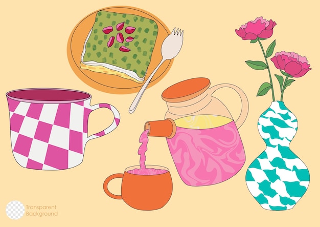 PSD surrealismus bunte tea party illustration assets