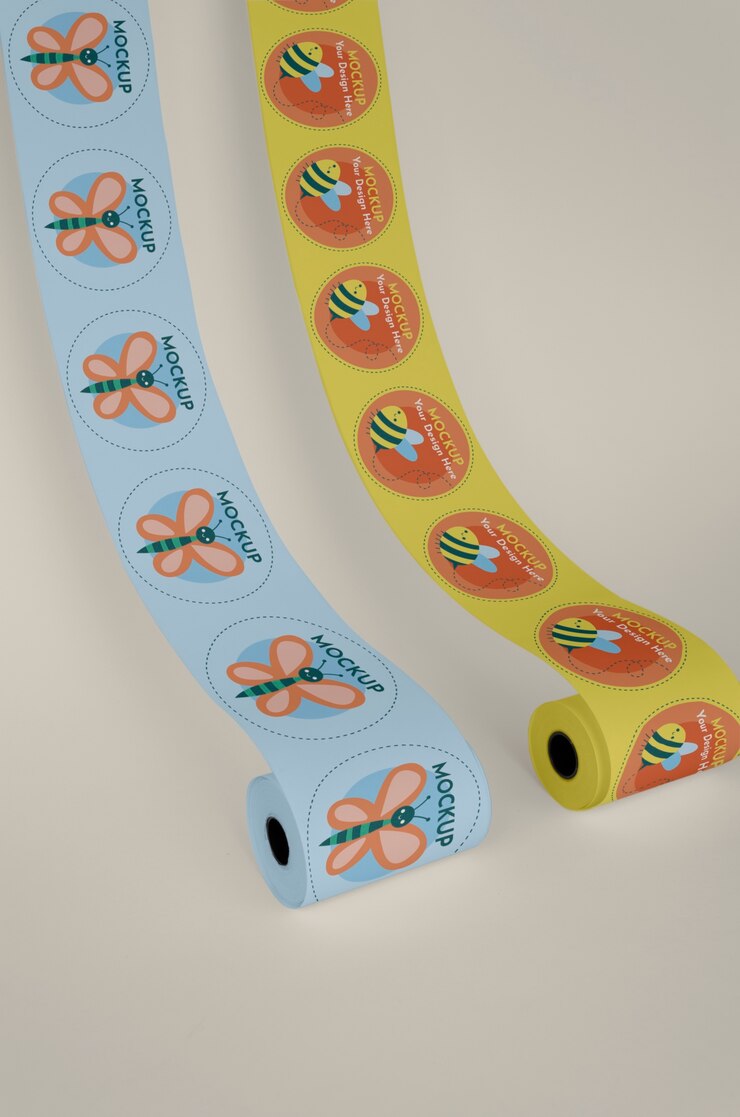 PSD surtido de rollos de pegatinas flat lay