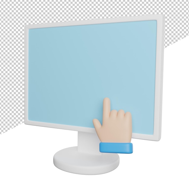 PSD surveiller le pointeur côté main vue rendu 3d icône illustration sur fond transparent