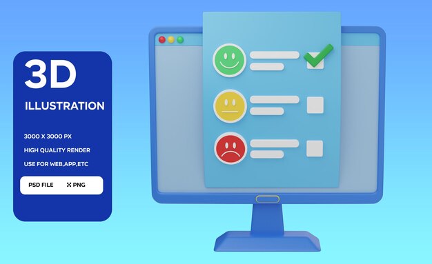 Survey Application 3D icon Illustration