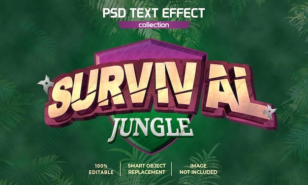 Survival jungle game arcade text effect