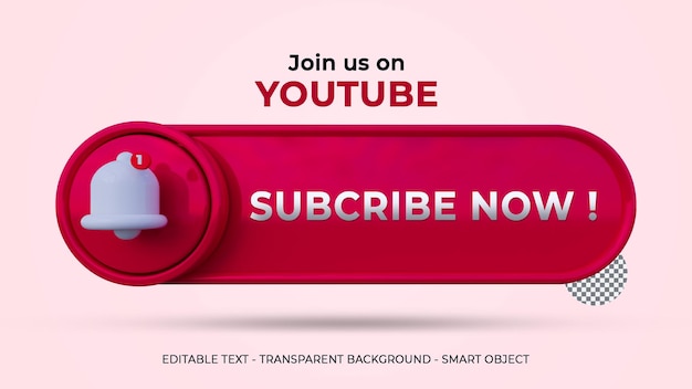 Suscríbete ahora, botón con campana de notificación de Youtube