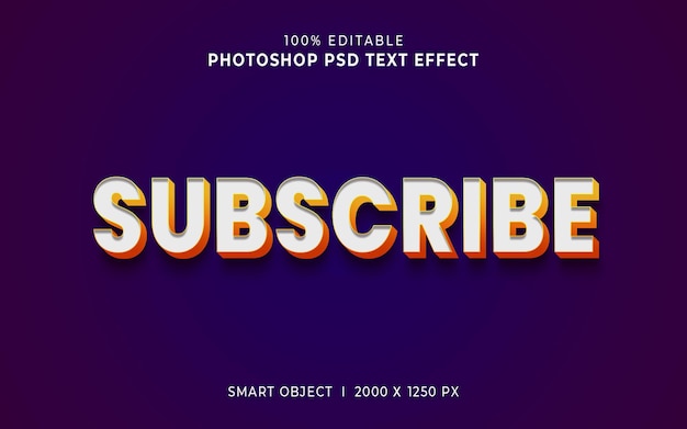 Suscríbete efecto de texto psd editable en 3d