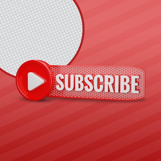 Suscriptor de YouTube con botón de reproducción 3d render