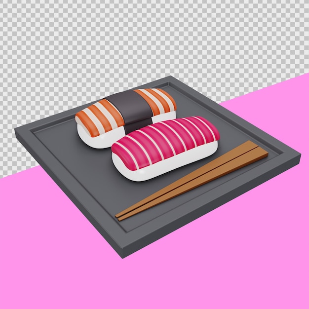 PSD sushi 3d japón cultura ilustraciones