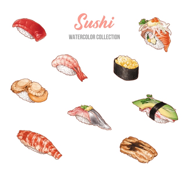 Sushi à aquarela