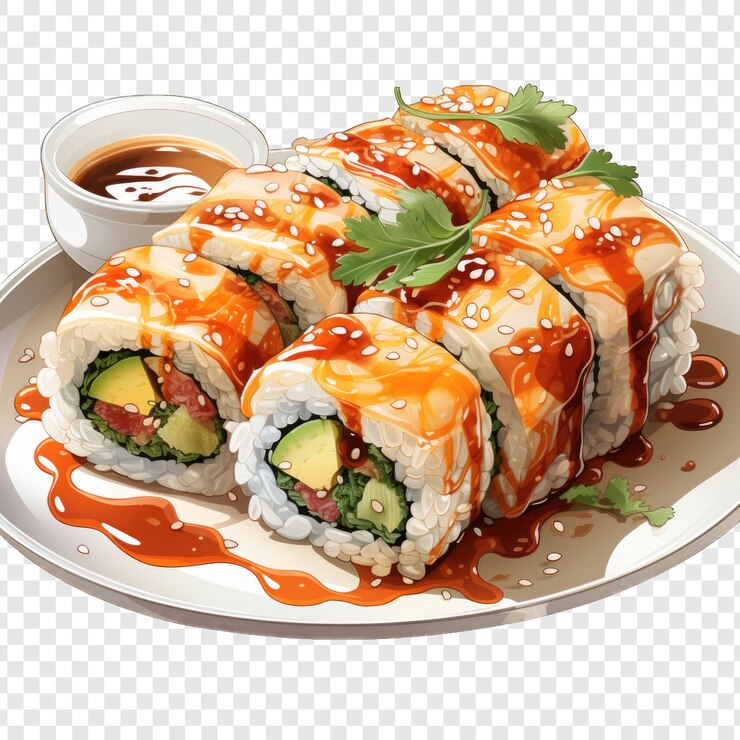 PSD sushi aislado estilo png con fondo blanco ilustración generativa ia