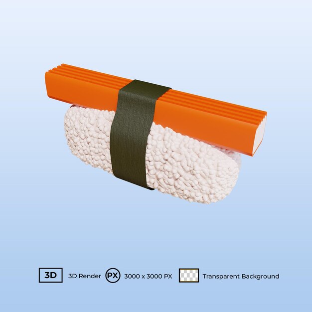 Sushi de cangrejo de comida japonesa de ilustración 3D