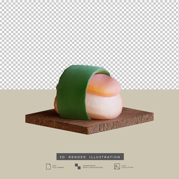 PSD sushi de comida japonesa estilo arcilla con ilustración 3d de algas