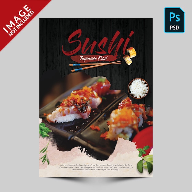 Sushi comida japonesa fyer premim psd