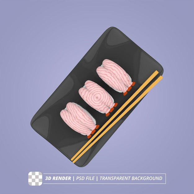 SUSHI DI GAMBERI 3D RENDER ISOLATO IMMAGINATO
