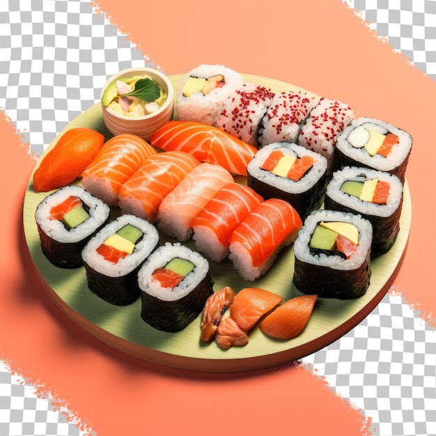 PSD sushi fatiado e rolos em um fundo transparente separados