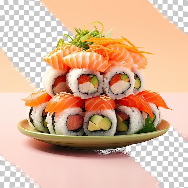 PSD sushi de fond transparent avec des fruits de mer un type de cuisine japonaise