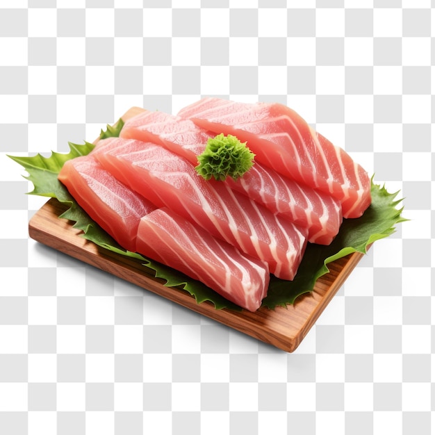 Sushi fresco, atún crudo, salmón, pescado, trasfondo de transparencia psd