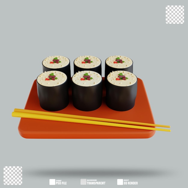 Sushi de ilustración 3d