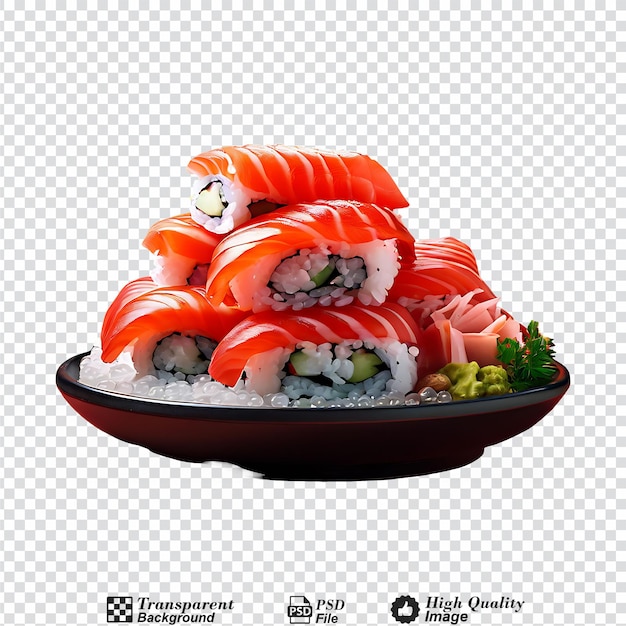 PSD sushi-lebensmittel ein haufen roter fische, die auf einem durchsichtigen hintergrund isoliert sind