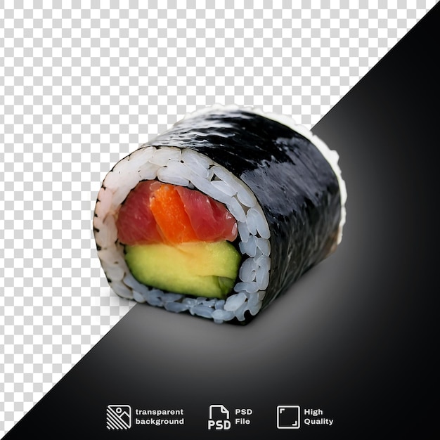 PSD un sushi et un morceau de sushi sont affichés sur un fond transparent