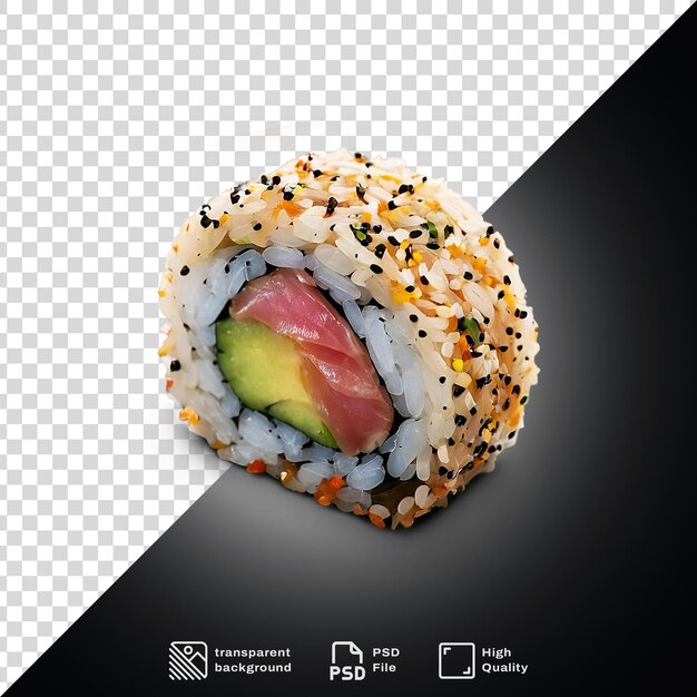 PSD un sushi et un morceau de sushi sont affichés sur un fond transparent