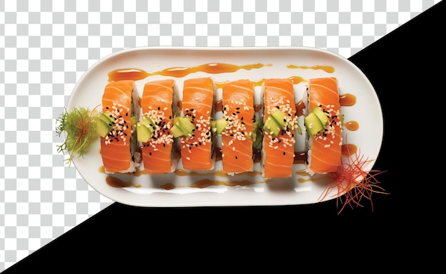 PSD sushi de pescado de salmón gratis con fondo png y psd