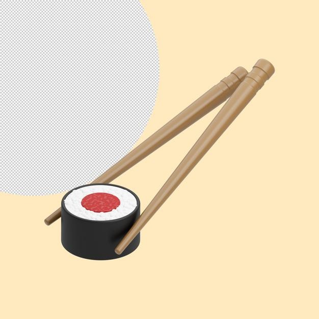 Sushi roll sticks illustration isolé sur fond clair rendu 3D