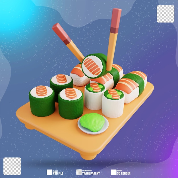 Sushi de rollo de ilustración 3d 6