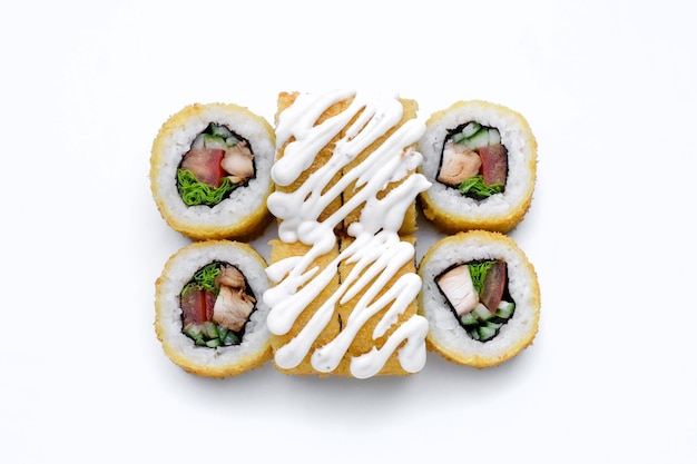 Sushi Rolls Alimentos japoneses maki fundo isolado Perfeito para usar no menu comercial de alimentos