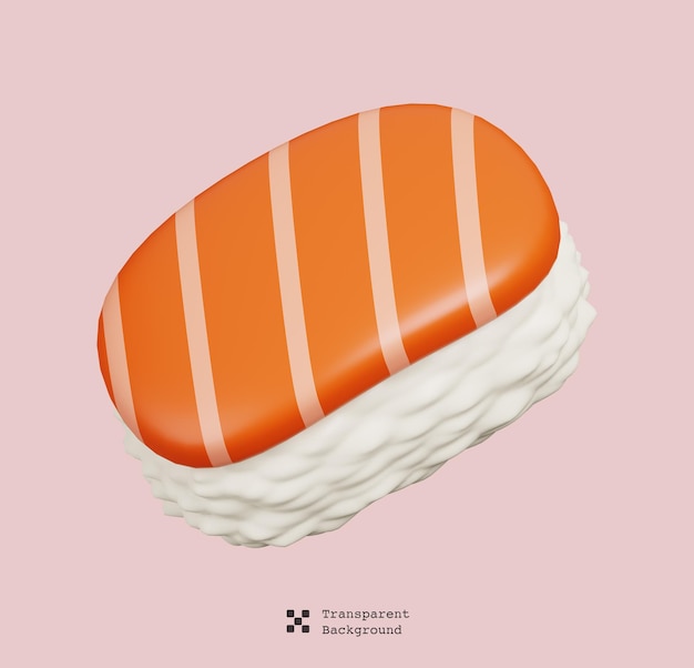 Sushi con salmón comida japonesa mínimo icono 3D Rendering