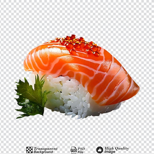PSD sushi-sushi-sushi ein stück lachs, das auf einem durchsichtigen hintergrund isoliert ist