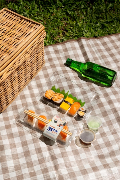 PSD sushi-tagsfeier mit picknick