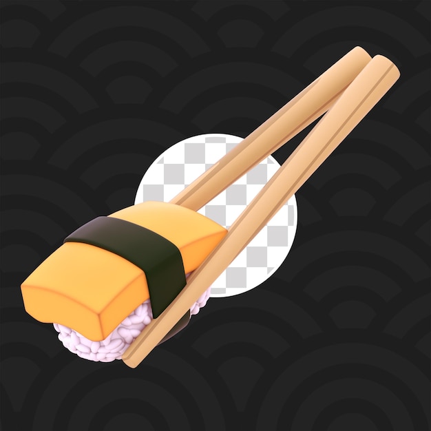 Sushi con topping de huevo en palillos