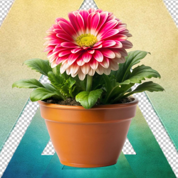 PSD susurros de rosa una planta en maceta en flor sobre un fondo transparente