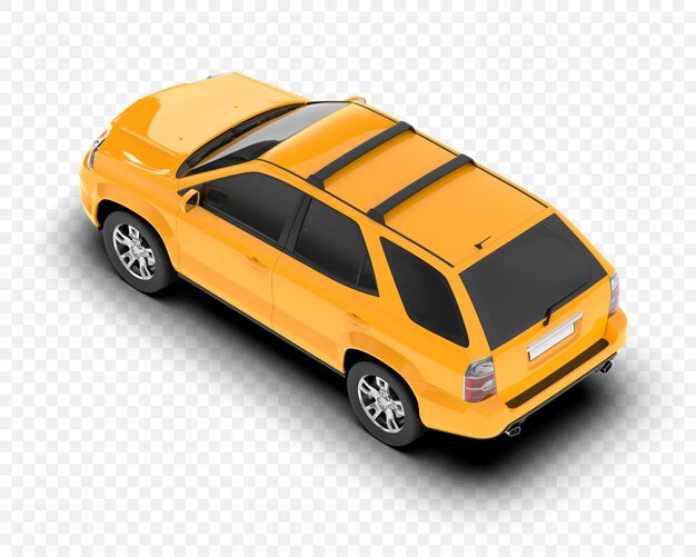 Un SUV amarillo aislado sobre un fondo blanco