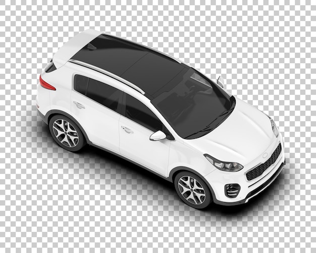 SUV blanco realista sobre fondo transparente Ilustración de renderizado 3d