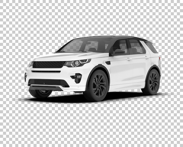 SUV blanco realista sobre fondo transparente Ilustración de renderizado 3d