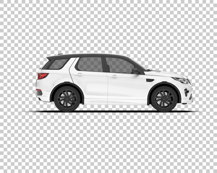 PSD suv blanco realista sobre fondo transparente ilustración de renderizado 3d