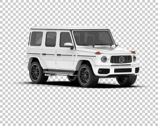 Suv blanco realista sobre fondo transparente ilustración de renderizado 3d