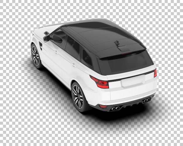 SUV blanco realista sobre fondo transparente Ilustración de renderizado 3d