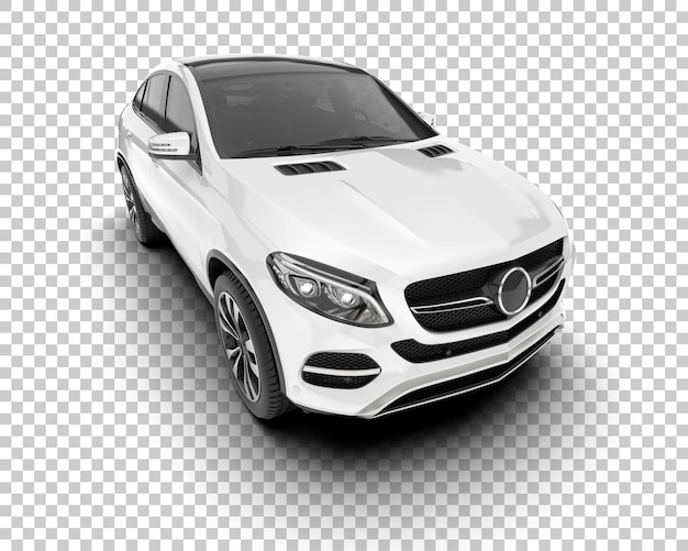 SUV blanco realista sobre fondo transparente Ilustración de renderizado 3d