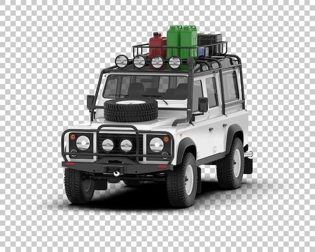 SUV blanco realista sobre fondo transparente Ilustración de renderizado 3d