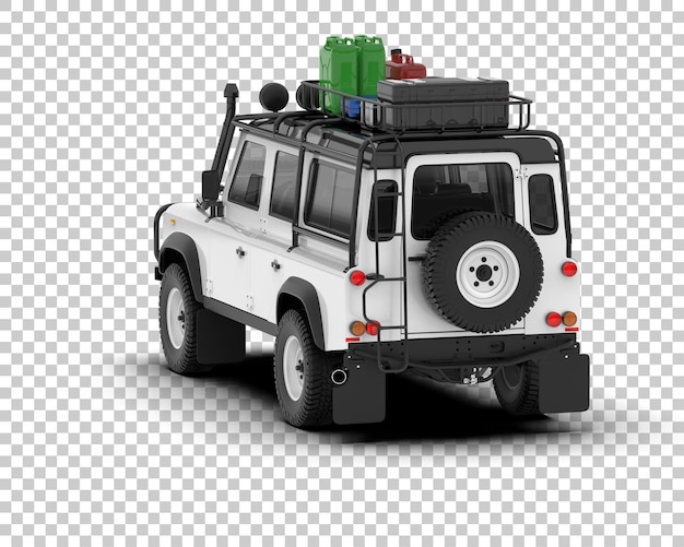 SUV blanco realista sobre fondo transparente Ilustración de renderizado 3d
