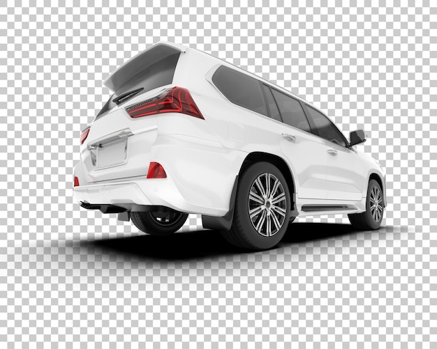 SUV blanco realista sobre fondo transparente Ilustración de renderizado 3d