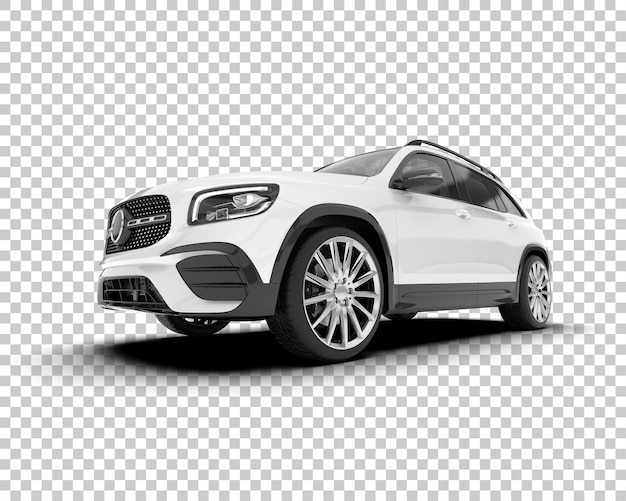 SUV blanco realista sobre fondo transparente Ilustración de renderizado 3d