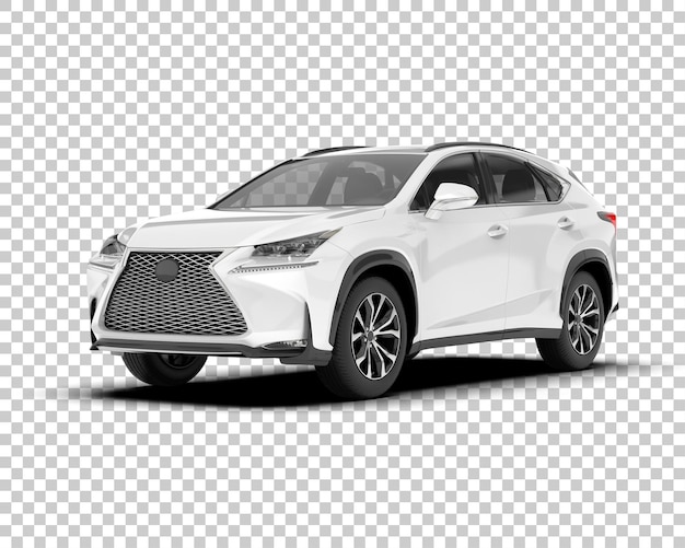 SUV blanco realista sobre fondo transparente Ilustración de renderizado 3d