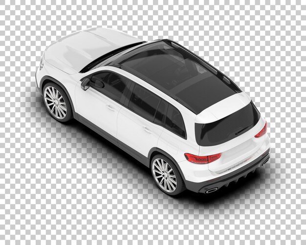 SUV blanco realista sobre fondo transparente Ilustración de renderizado 3d