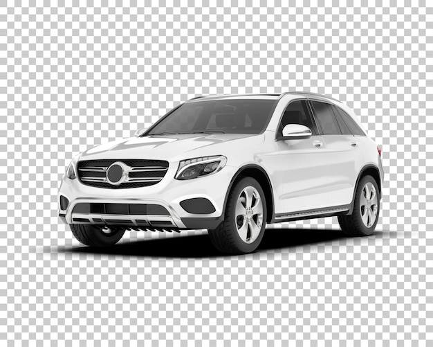 SUV blanco realista sobre fondo transparente Ilustración de renderizado 3d