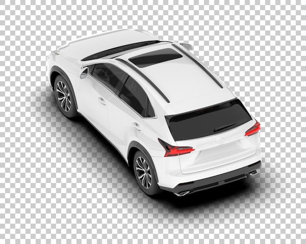 SUV blanco realista sobre fondo transparente Ilustración de renderizado 3d