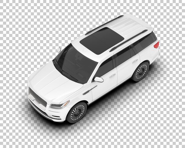 SUV blanco realista sobre fondo transparente Ilustración de renderizado 3d