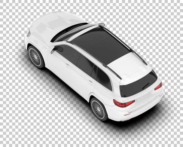 SUV blanco realista sobre fondo transparente Ilustración de renderizado 3d