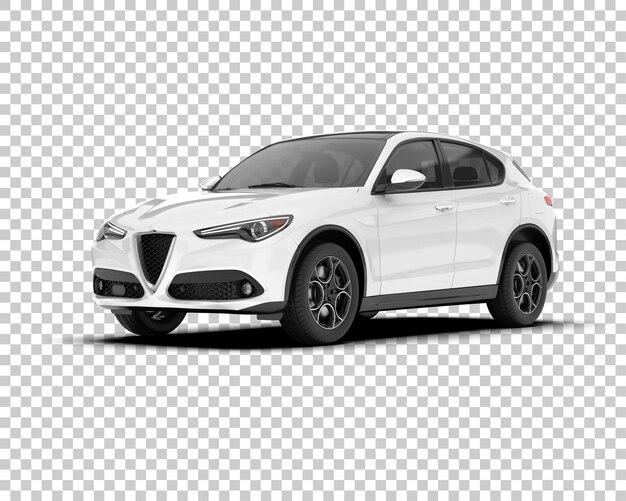 SUV blanco realista sobre fondo transparente Ilustración de renderizado 3d